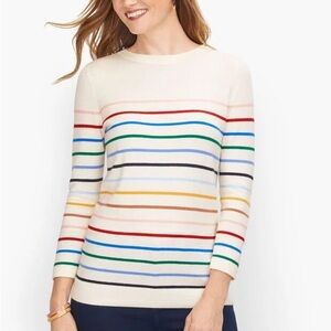 Talbots Cream rainbow striped Knit Sweater
